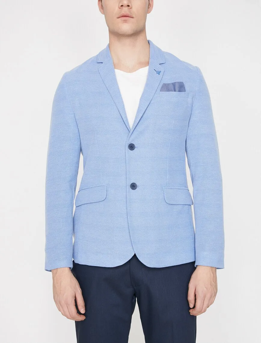 10821 Blue Classic Collar Blazer