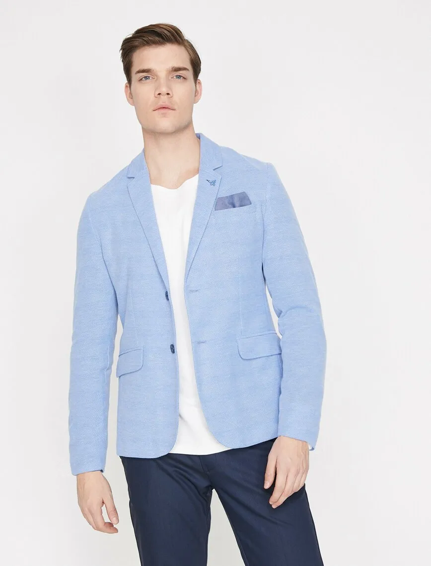 10821 Blue Classic Collar Blazer