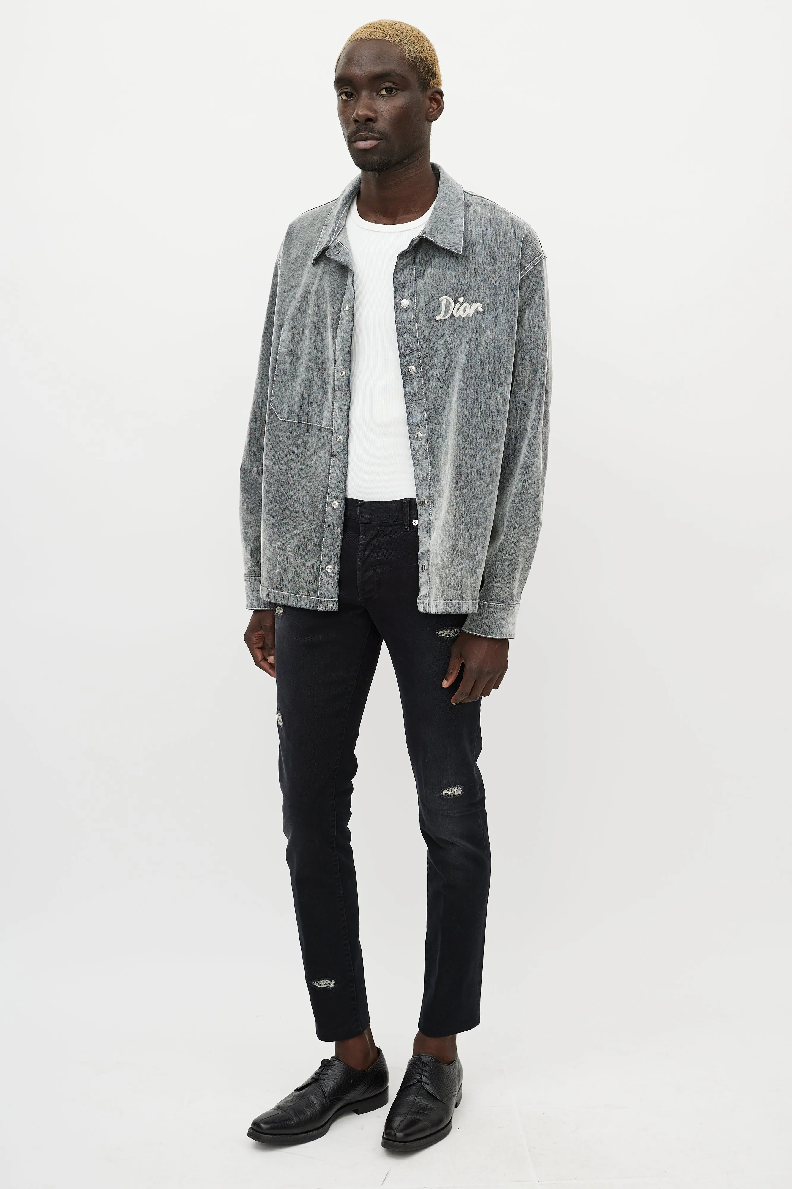 Black & Silver Distressed Jeans