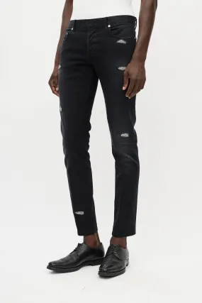 Black & Silver Distressed Jeans