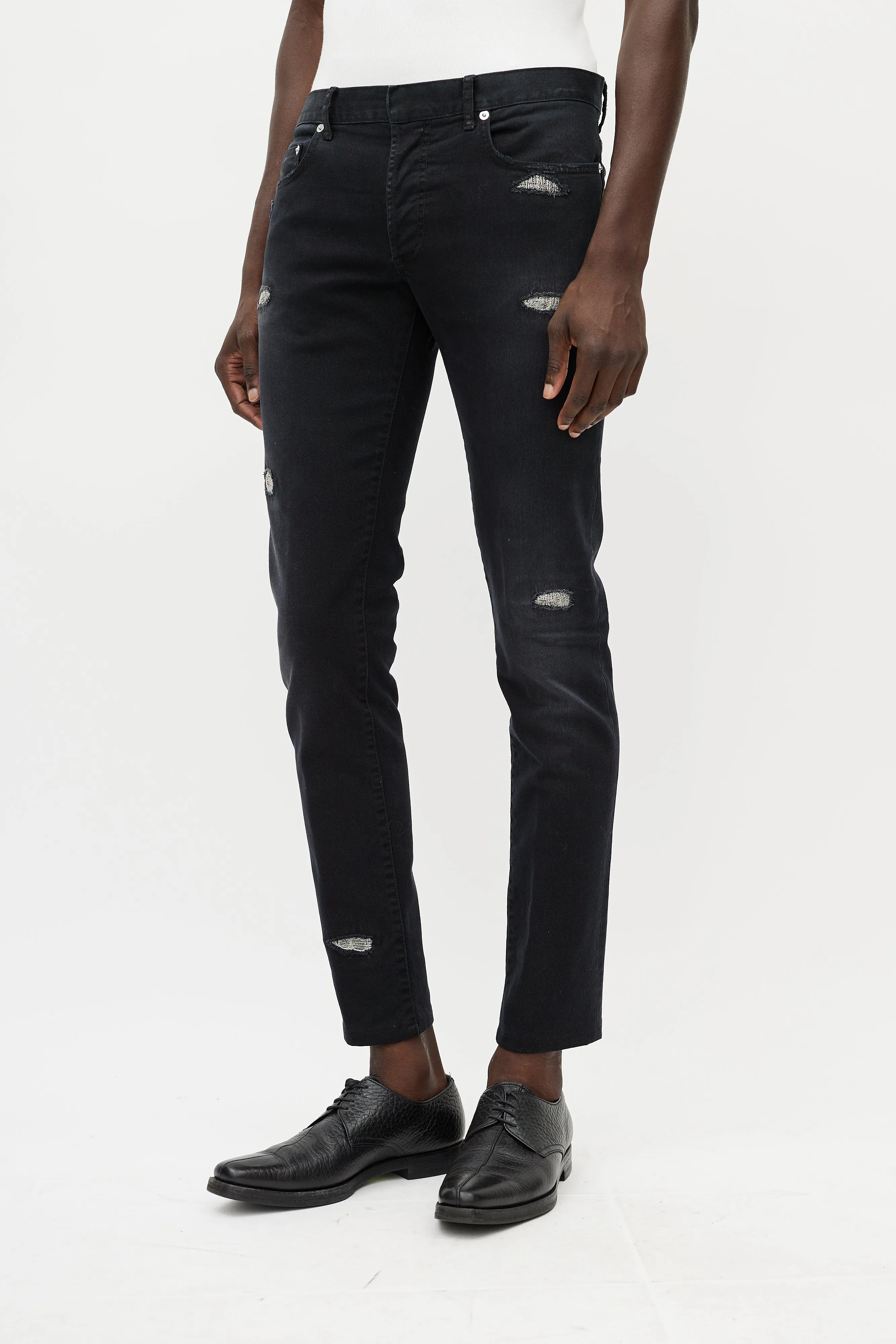 Black & Silver Distressed Jeans