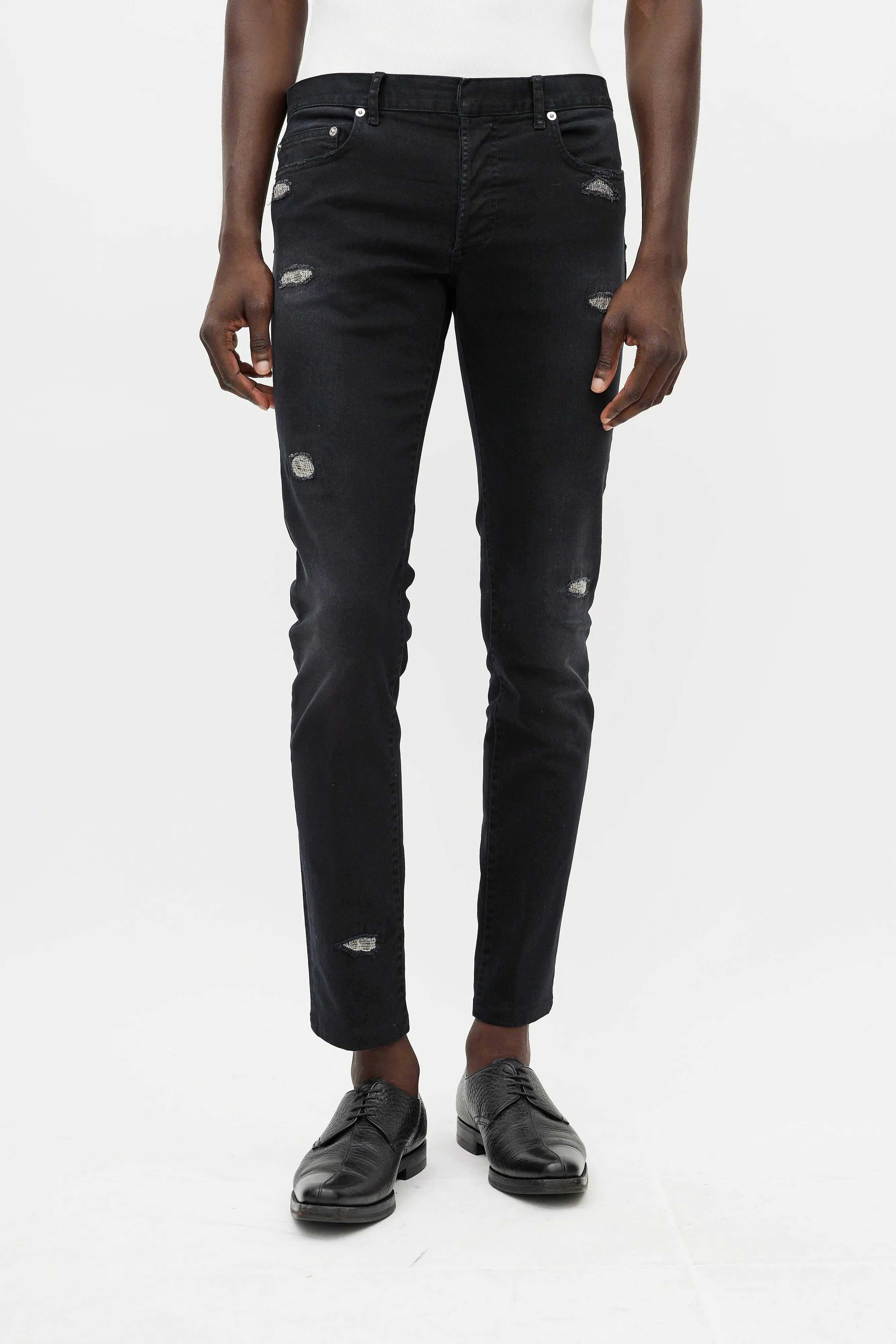 Black & Silver Distressed Jeans
