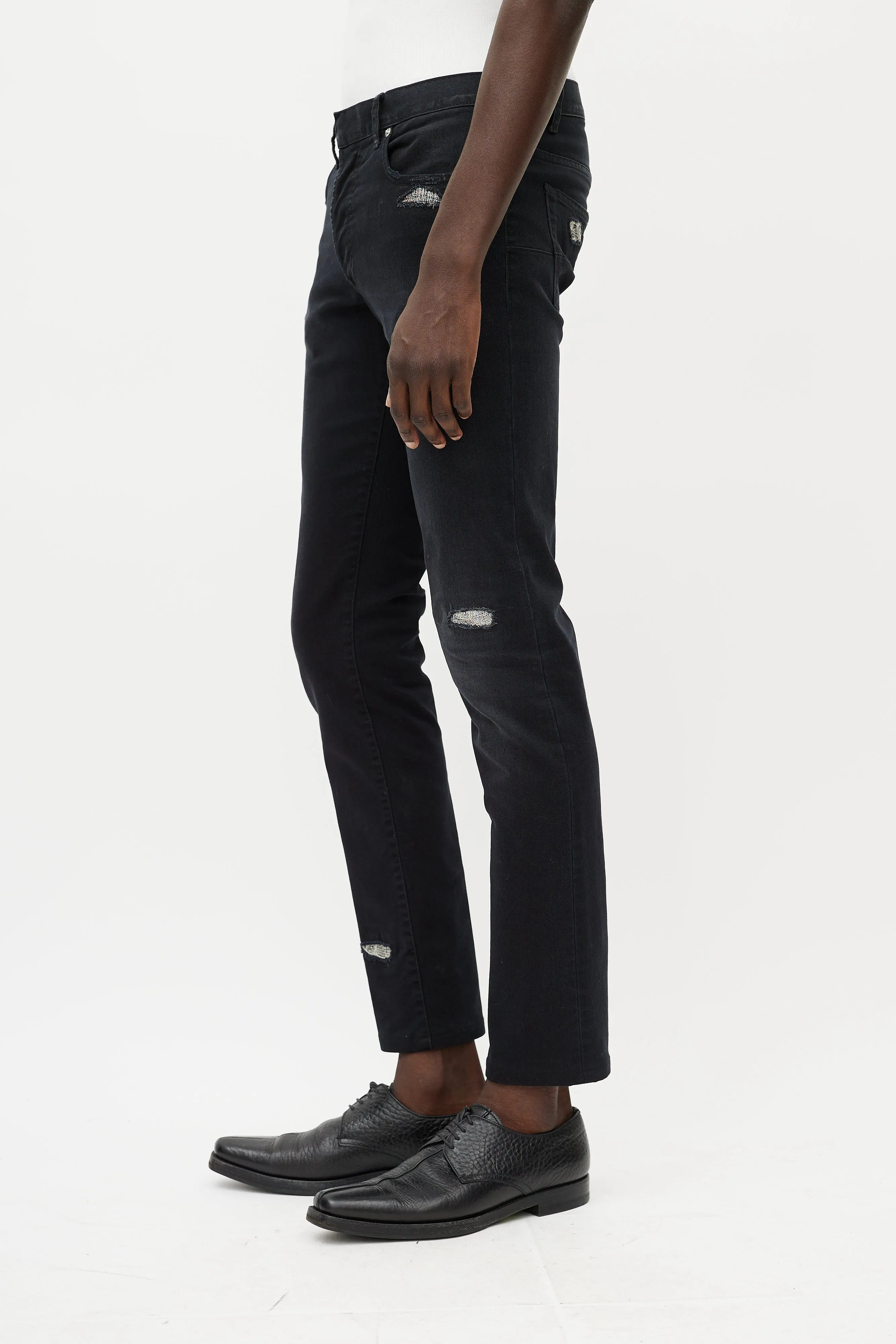 Black & Silver Distressed Jeans