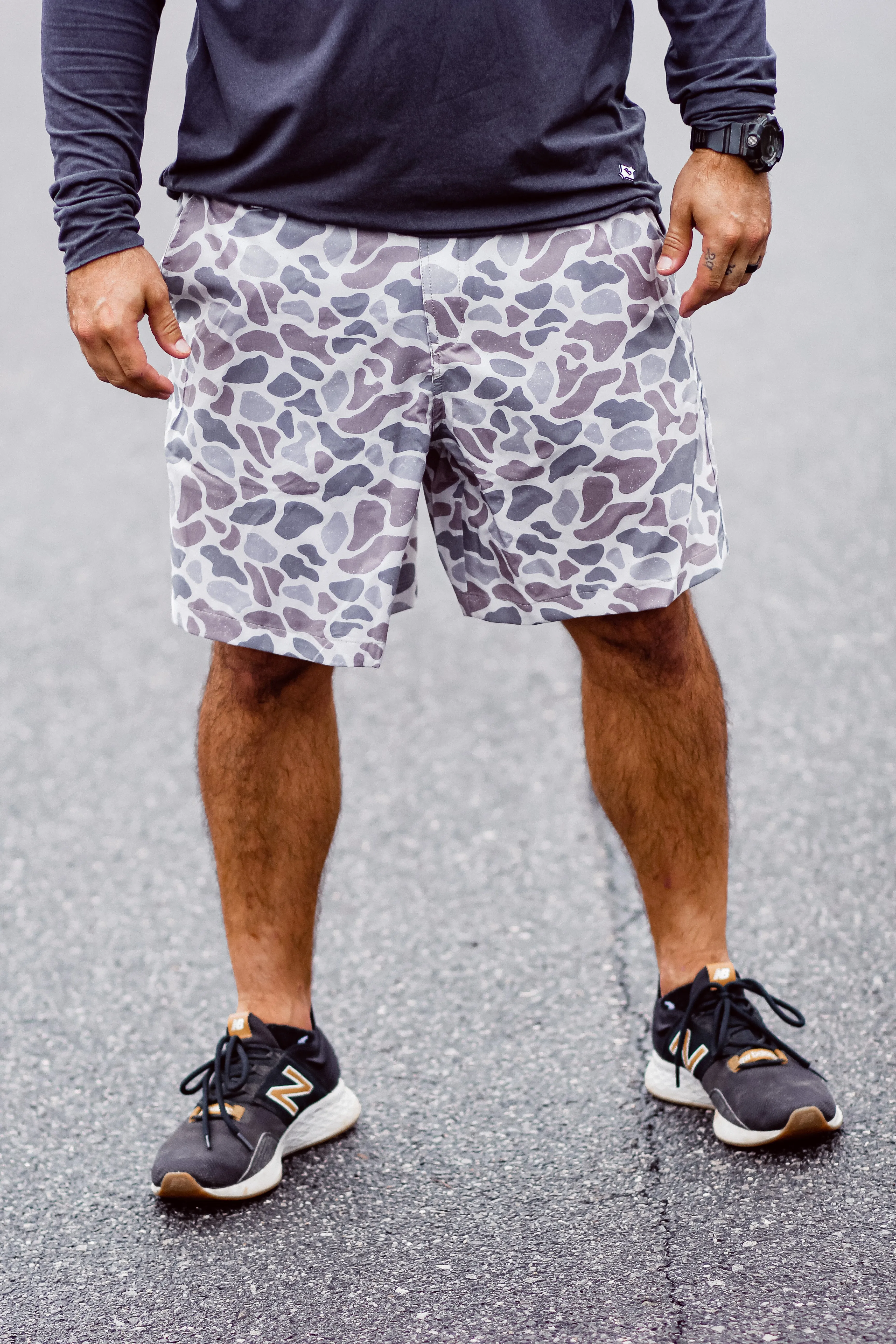 Burlebo Deer Camo Grey Pocket Everyday Shorts