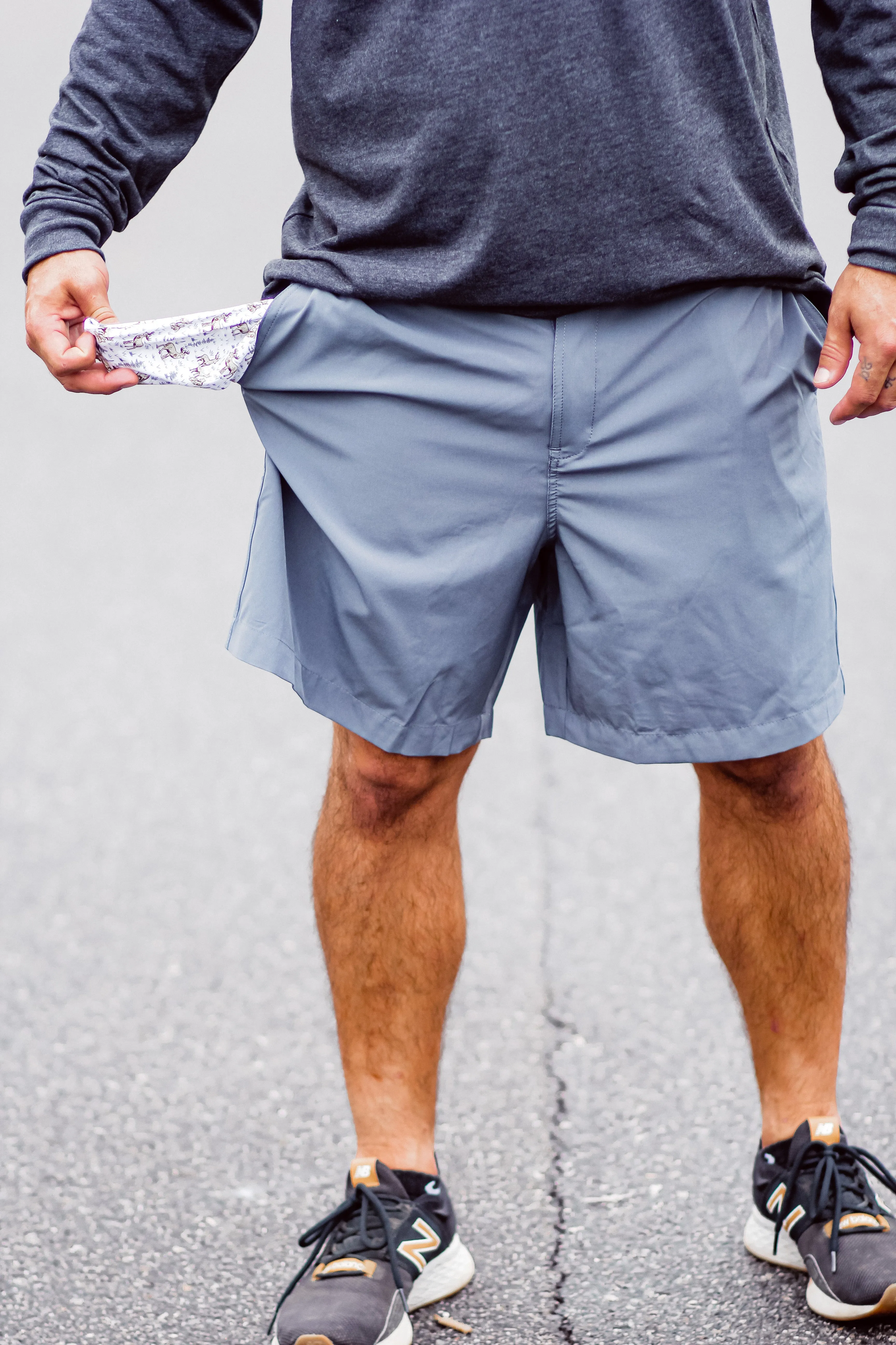 Burlebo River Rock Gray Deer Pocket Everyday Shorts