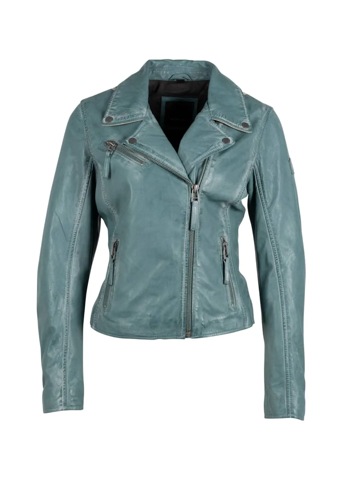 Christy RF Leather Jacket - Seagreen