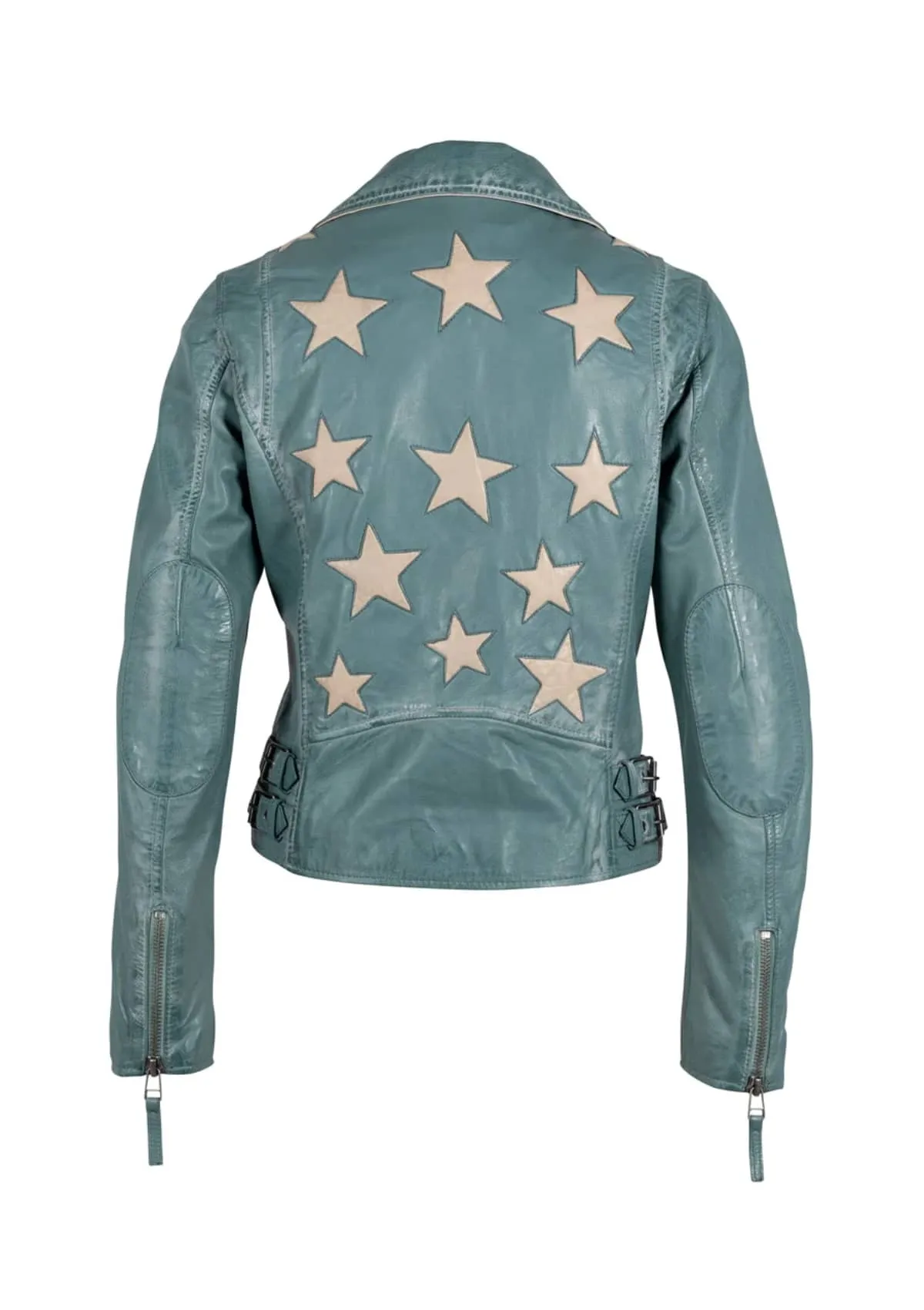Christy RF Leather Jacket - Seagreen