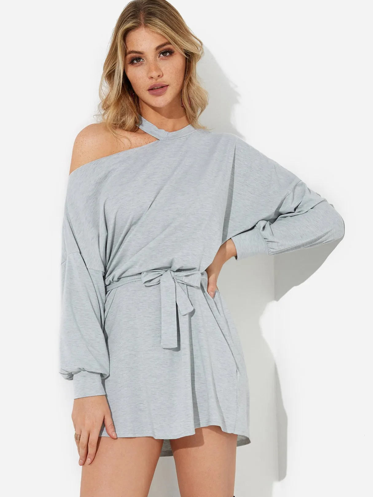 Custom One Shoulder Plain Long Sleeve T-Shirt