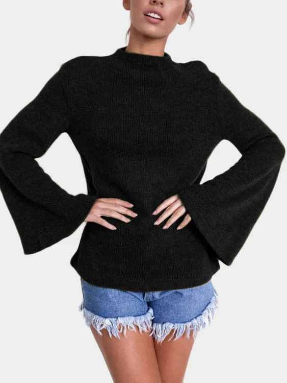 Custom Perkins Collar Plain Long Sleeve Top