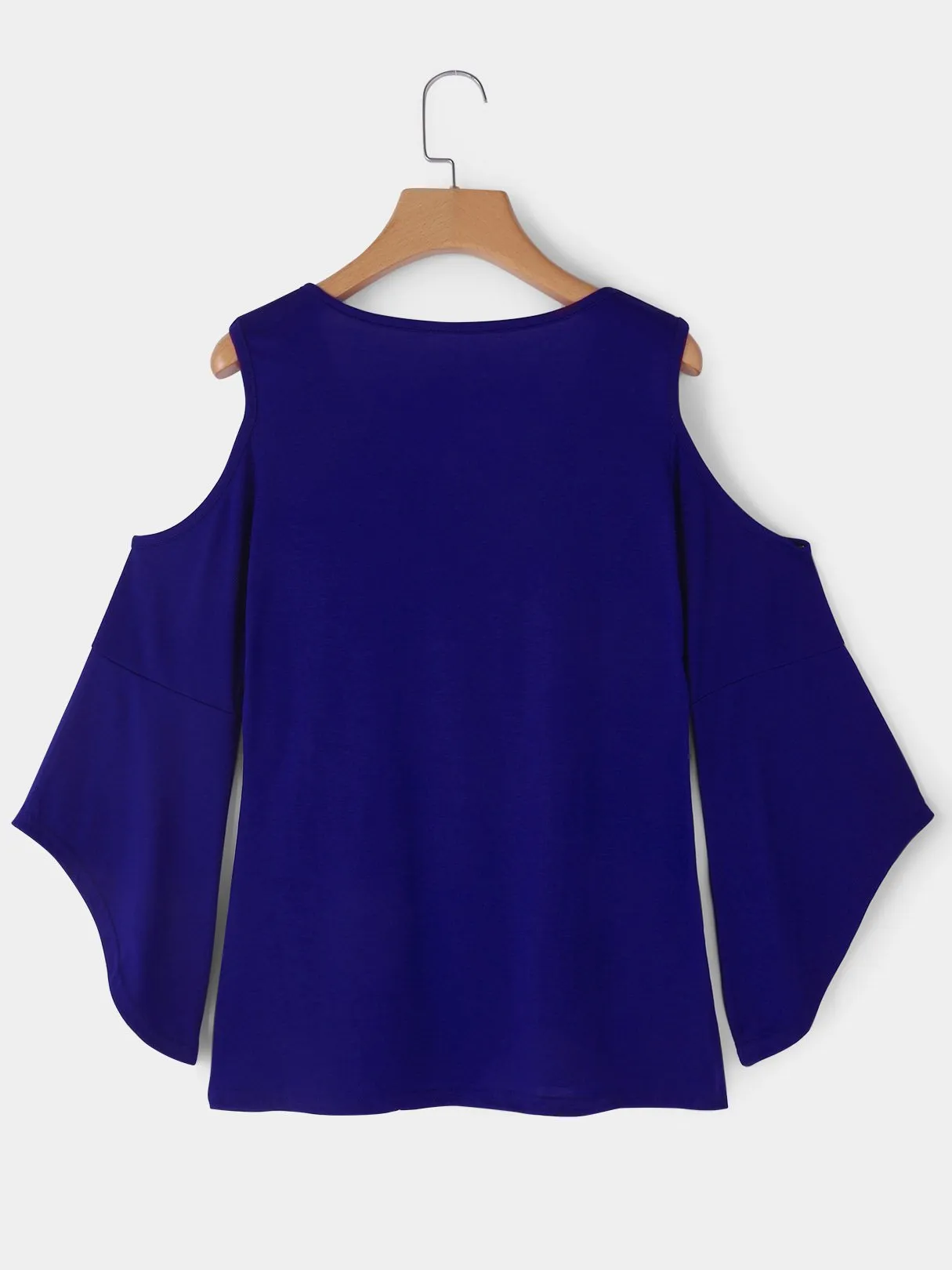 Custom Round Neck Cold Shoulder Plain Long Sleeve T-Shirts