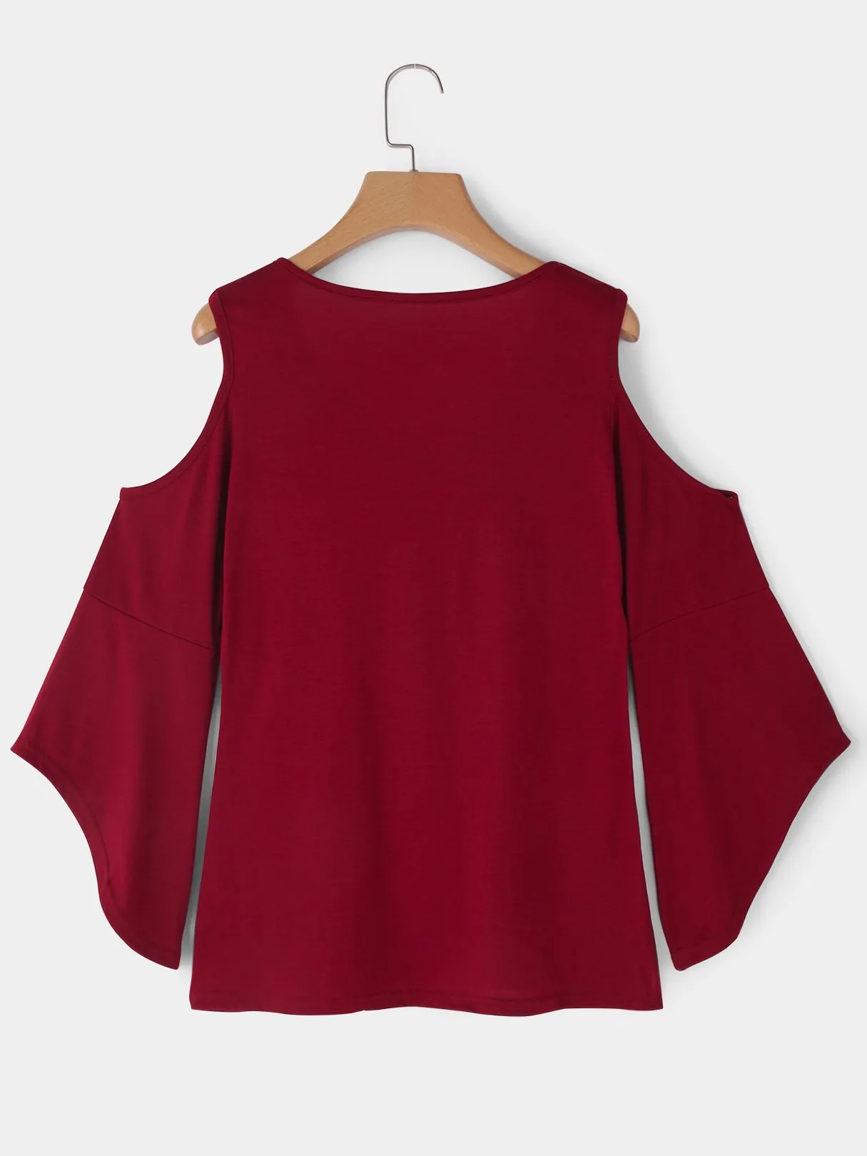 Custom Round Neck Cold Shoulder Plain Long Sleeve T-Shirts