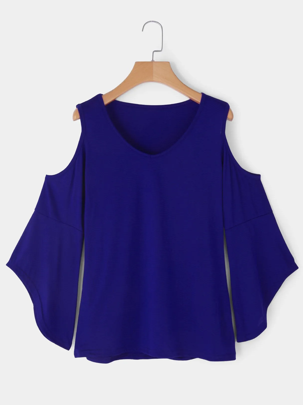 Custom Round Neck Cold Shoulder Plain Long Sleeve T-Shirts