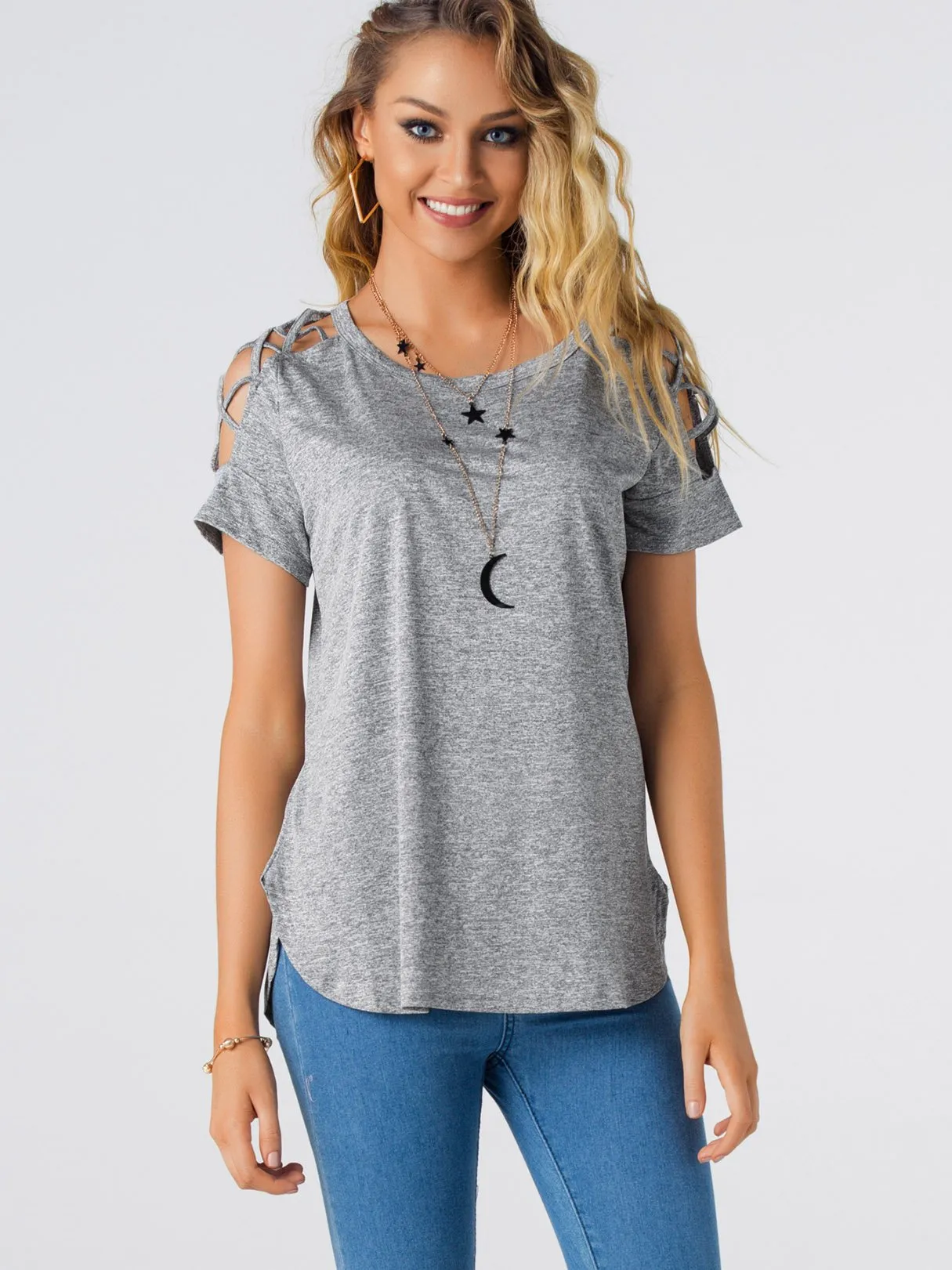Custom Round Neck Plain Hollow Short Sleeve T-Shirts