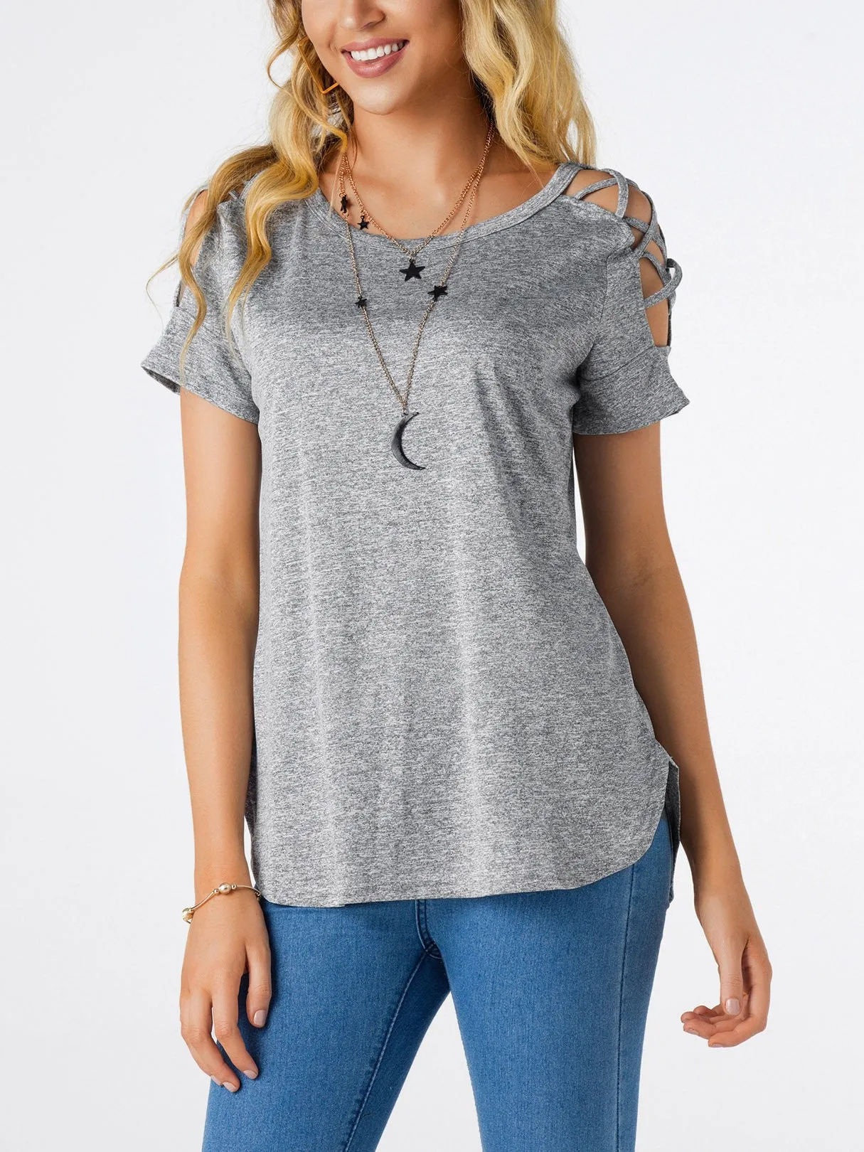 Custom Round Neck Plain Hollow Short Sleeve T-Shirts