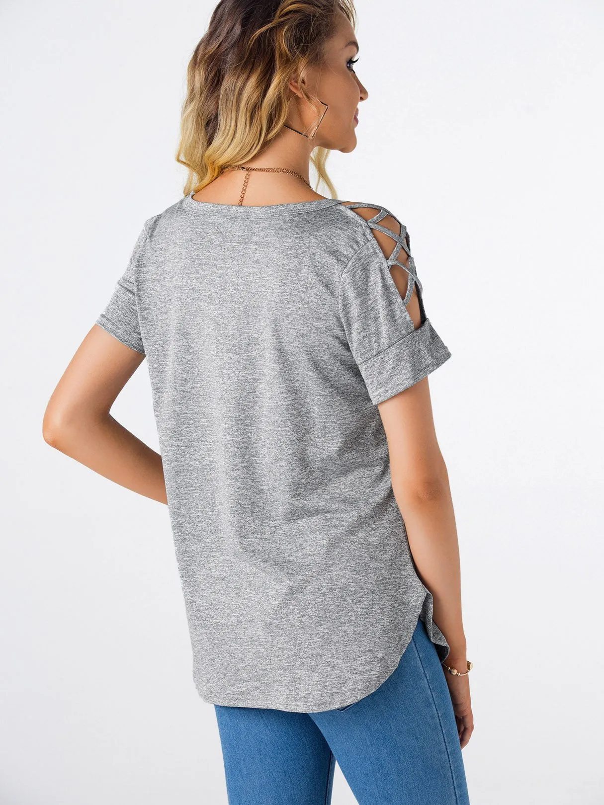 Custom Round Neck Plain Hollow Short Sleeve T-Shirts