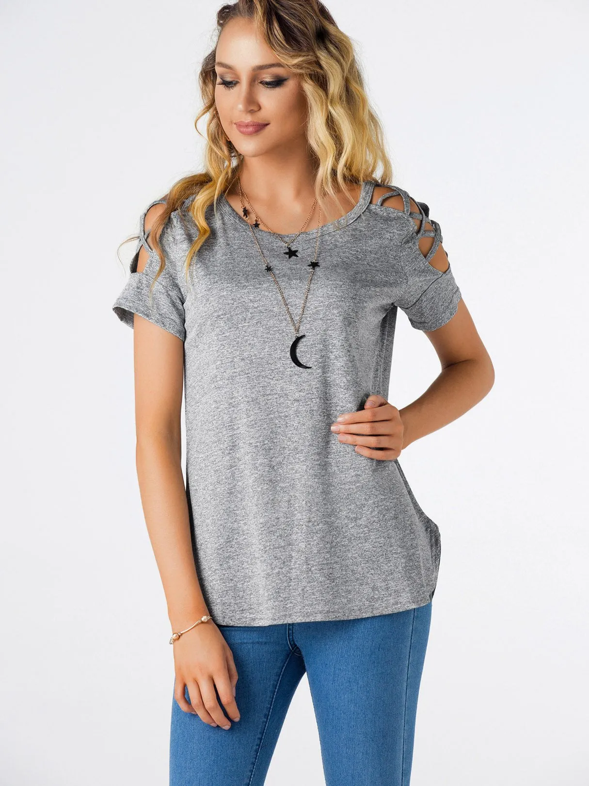 Custom Round Neck Plain Hollow Short Sleeve T-Shirts