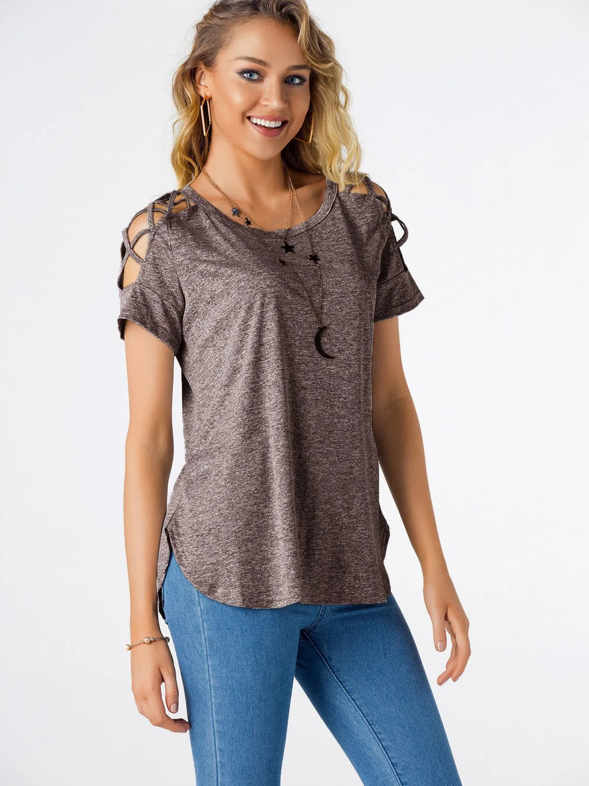 Custom Round Neck Plain Hollow Short Sleeve T-Shirts