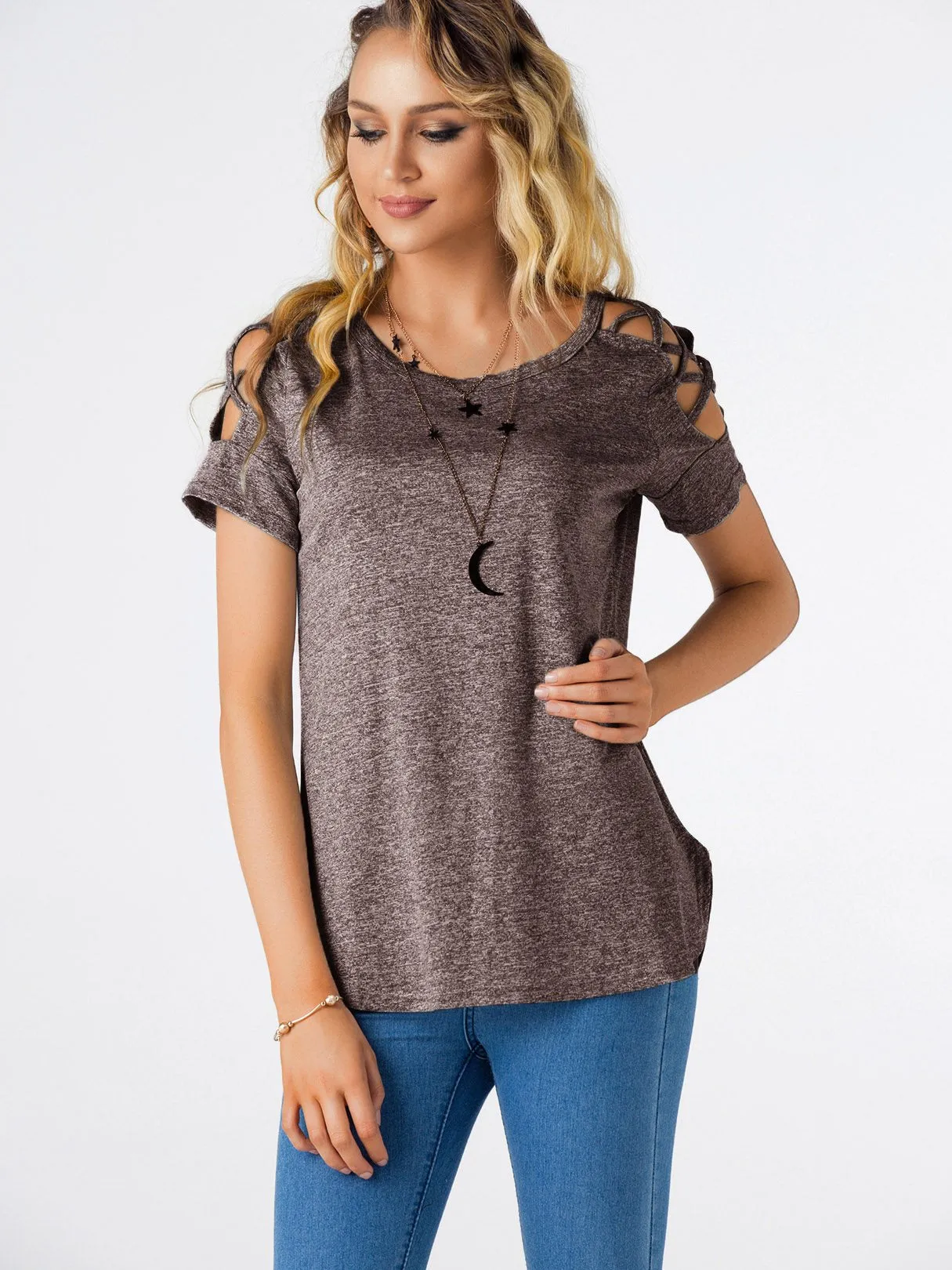 Custom Round Neck Plain Hollow Short Sleeve T-Shirts