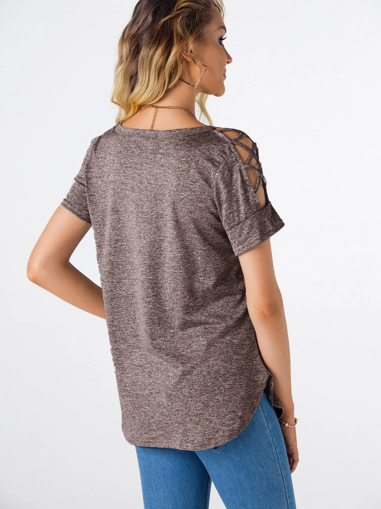 Custom Round Neck Plain Hollow Short Sleeve T-Shirts