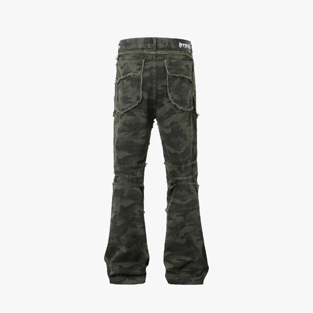 Dark Camo Flare Pants