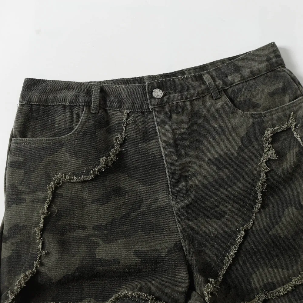 Dark Camo Flare Pants
