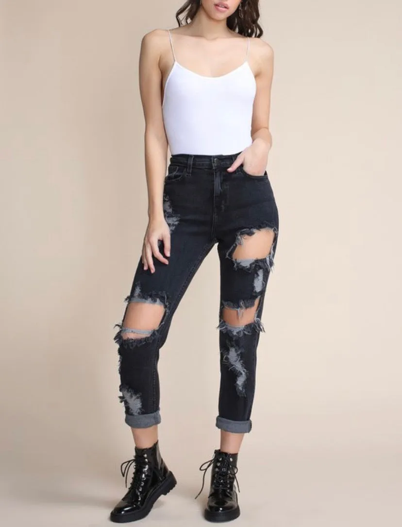 Distressed Mom Jeans