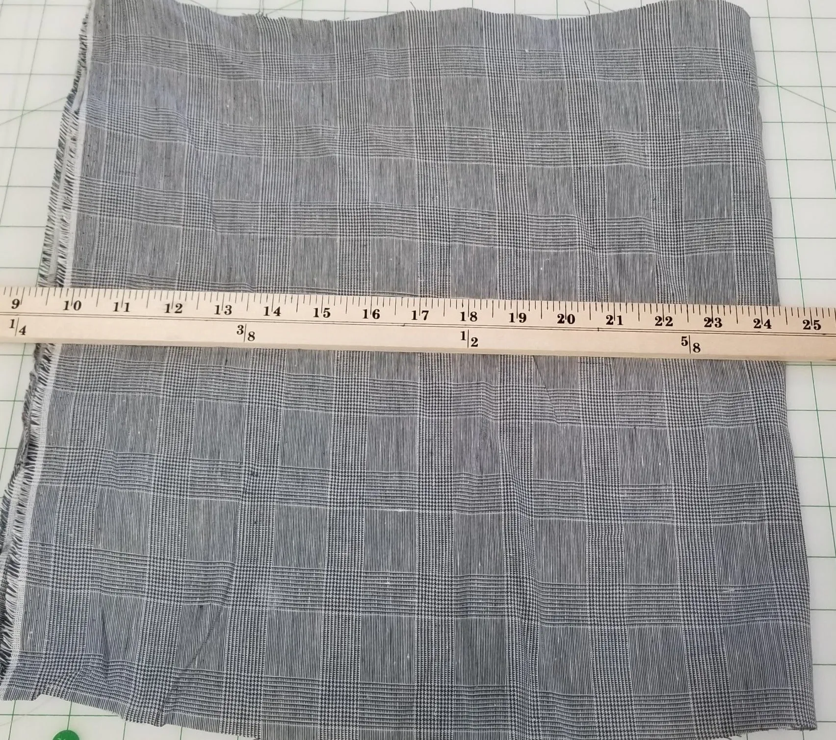 End of bolt: 2 yards of Irish Linen Glen Plaid Indigo Blue Gray Bryson Woven 194 GSM- remnant
