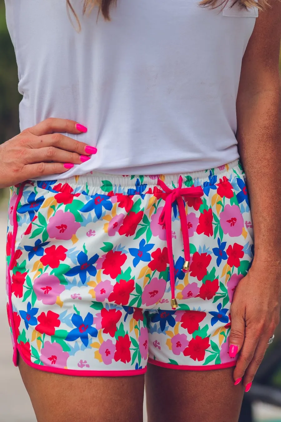 Flower Power Drawstring Everyday Shorts