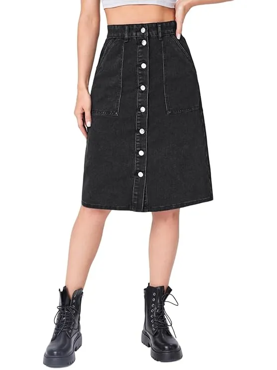 KOTTY Women's Denim Knee-Length Pencil Skirts