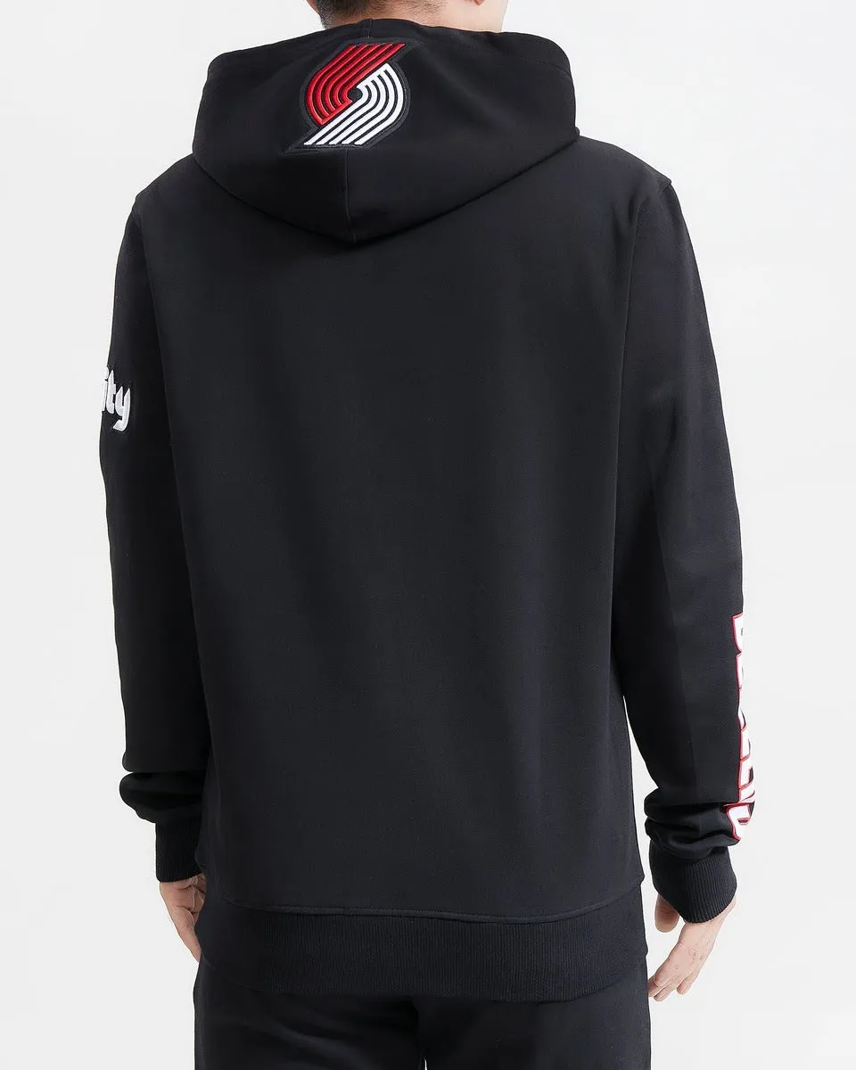 NBA PORTLAND TRAIL BLAZERS CLASSIC MEN'S PO HOODIE (BLACK)