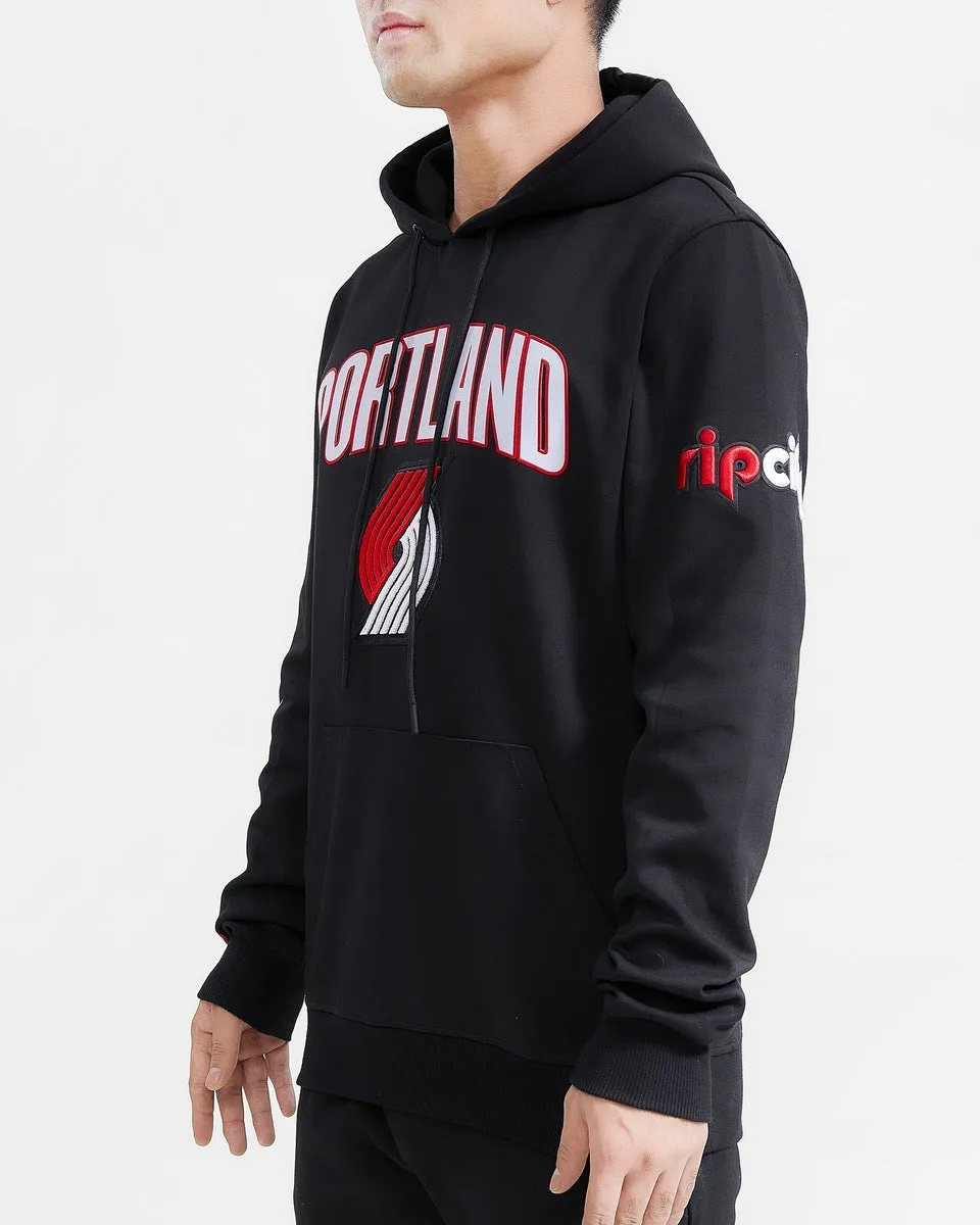 NBA PORTLAND TRAIL BLAZERS CLASSIC MEN'S PO HOODIE (BLACK)