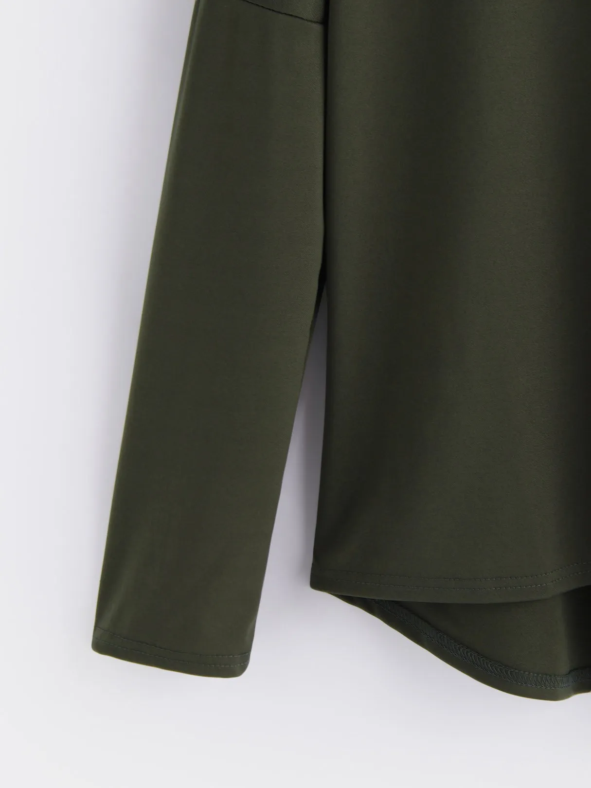 OEM ODM Crew Neck Plain Long Sleeve Army Green T-Shirts