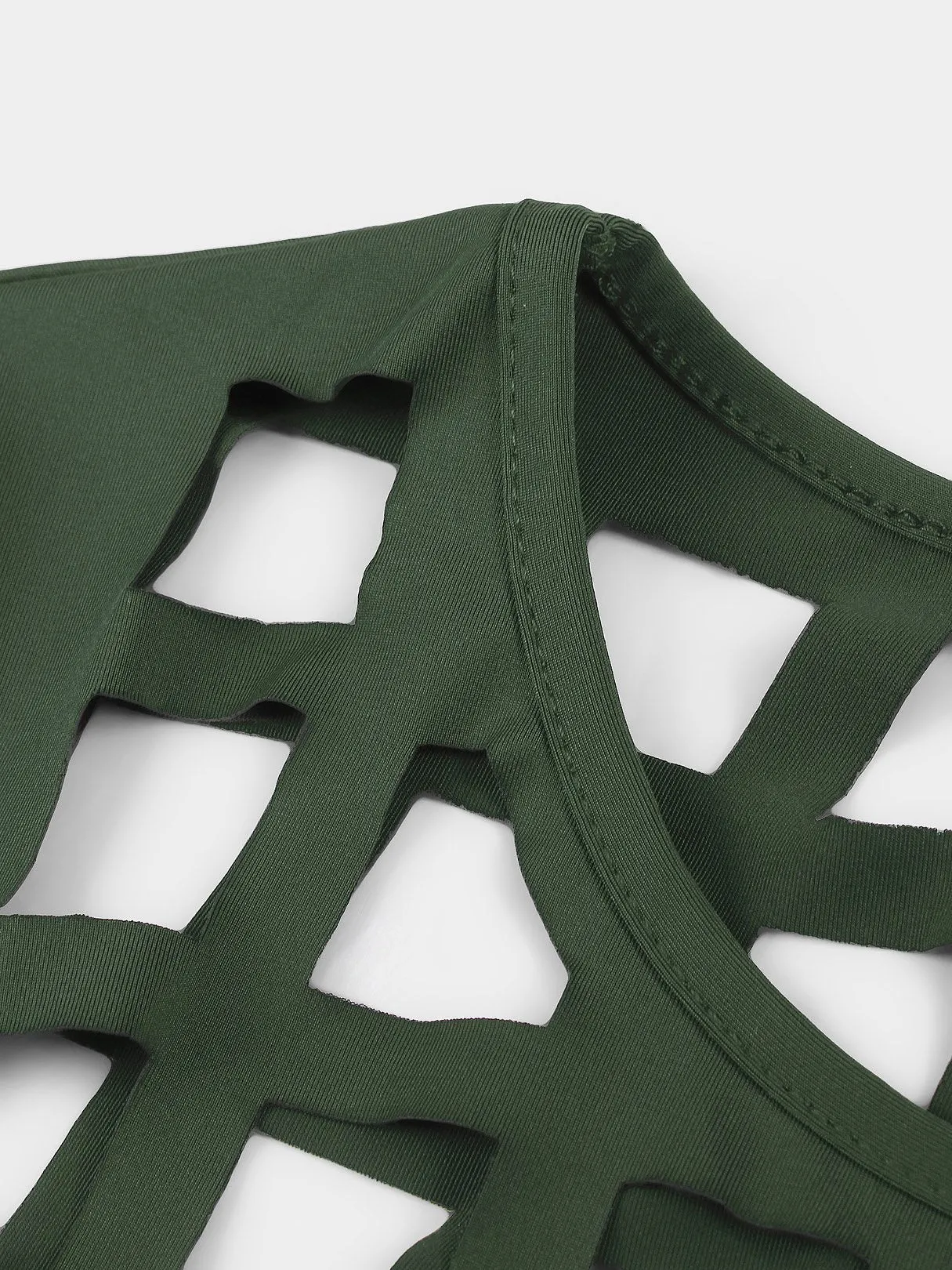 OEM ODM Round Neck Plain Hollow Long Sleeve Green T-Shirts