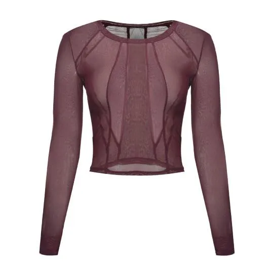 Sexy Transparent Sport Top Fitness Women Sport Shirt Sports Wear For Women Gym Long Sleeve Yoga T Shirt Breathable Sportswear