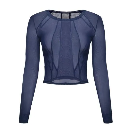 Sexy Transparent Sport Top Fitness Women Sport Shirt Sports Wear For Women Gym Long Sleeve Yoga T Shirt Breathable Sportswear
