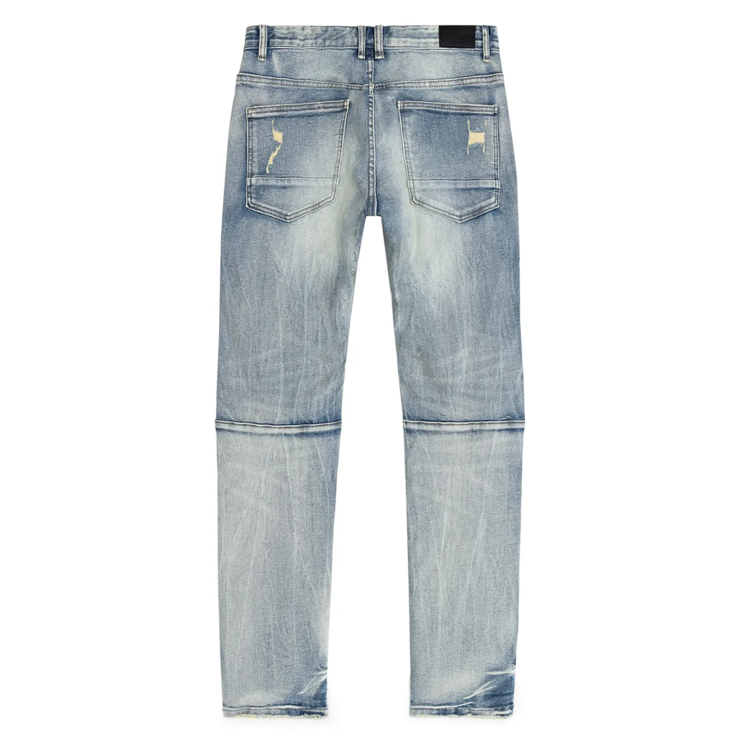 Smoke Rise - "HALFORD" Layered Heavy Rip & Repair Jeans in Aspen Blue