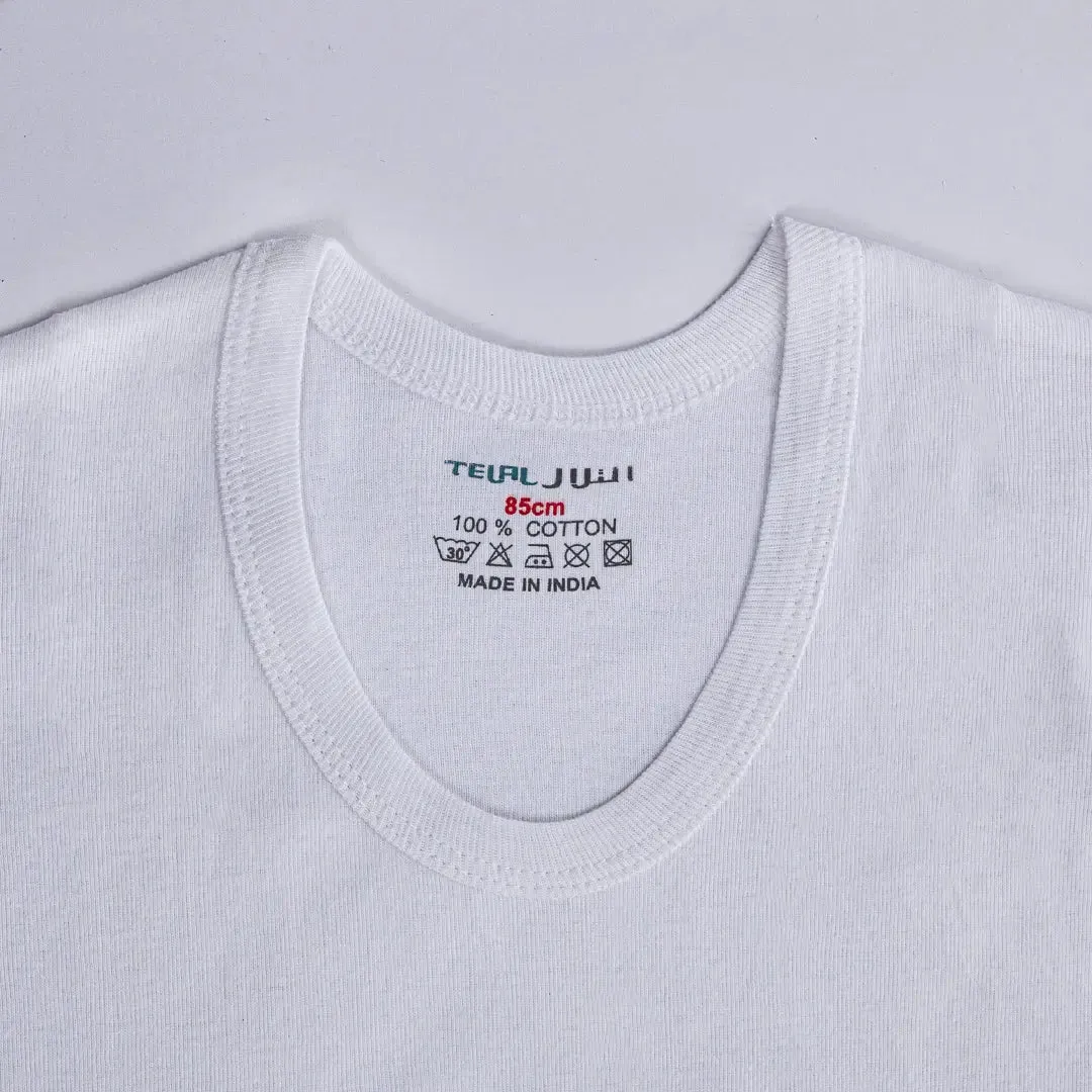 Telal Classic Modern Design Faneela Round-Neck White (6Pcs Box)