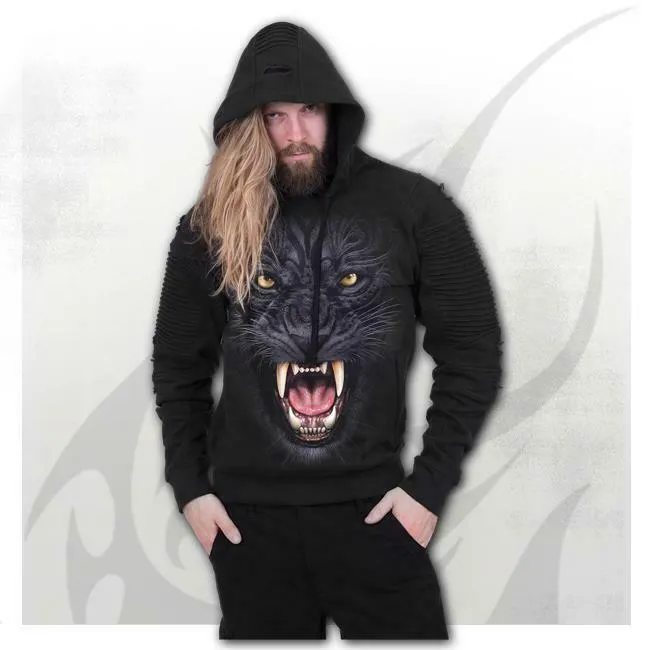 Tribal Panther Biker Mens Hoodie